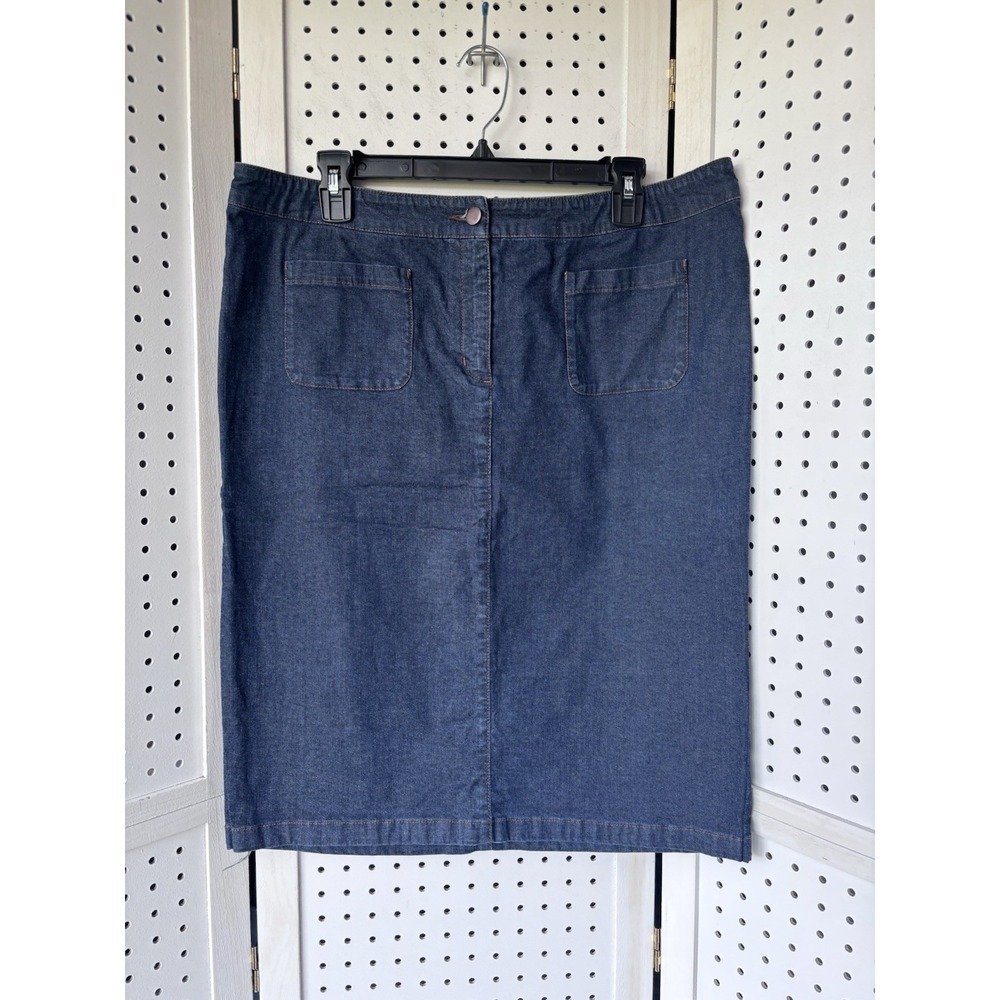 Eileen Fisher Women's Lg Dark Wash Blue Denim Pencil Skrit